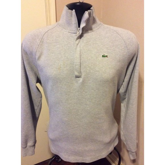 Lacoste Other - LACOSTE Gray Cotton 1/4 Zip Sweater Sweatshirt Men's Size 5 (Large) Long Sleeve